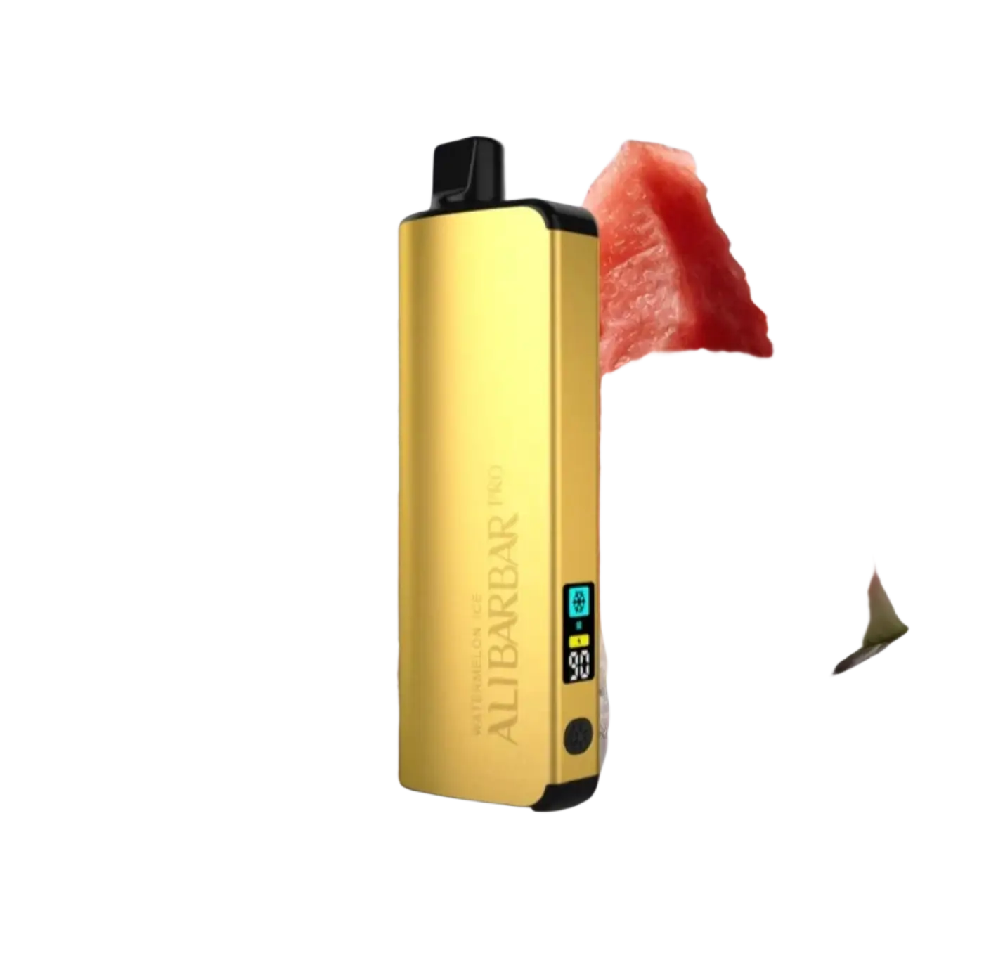Gold-colored alibar pro 12000 ice adjustable vaporizer with black accents and battery display for iget pro vapes
